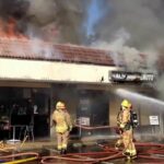 Fire being fought at a shopping centre