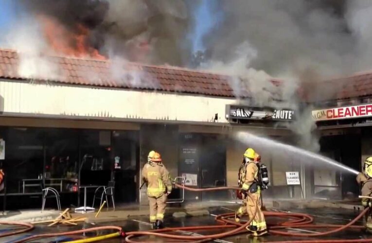 Fire being fought at a shopping centre