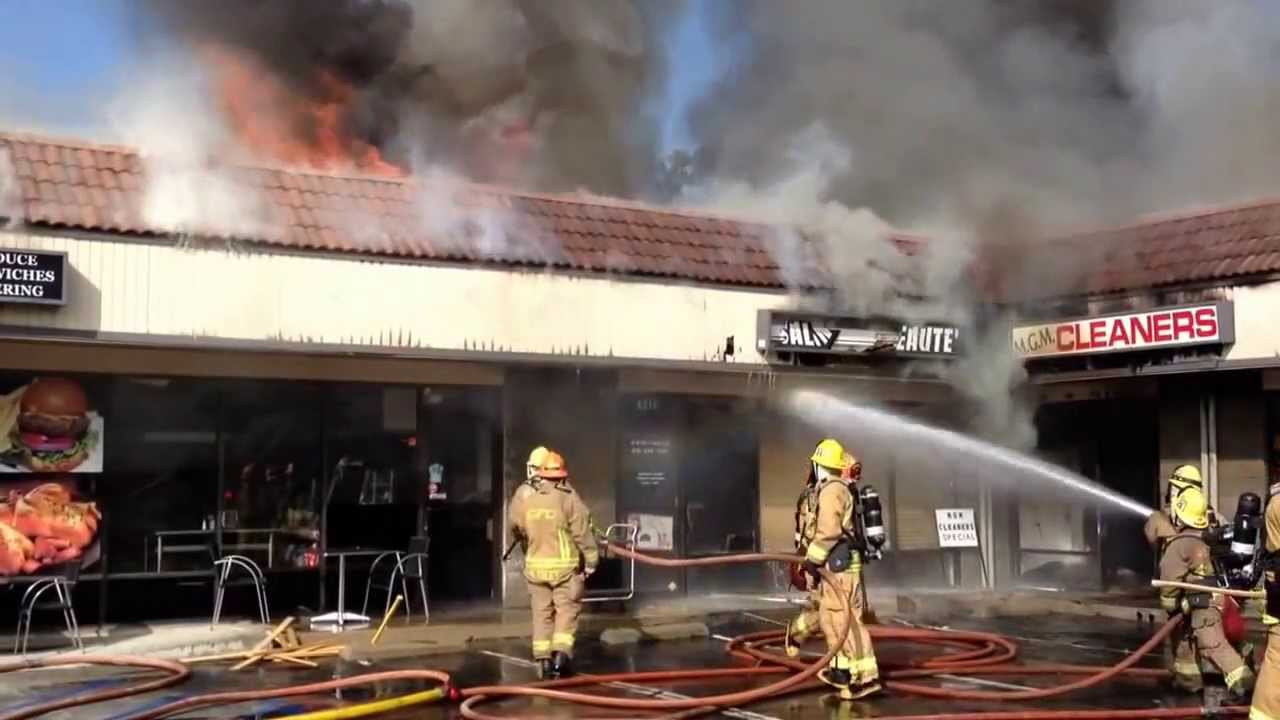 Fire being fought at a shopping centre